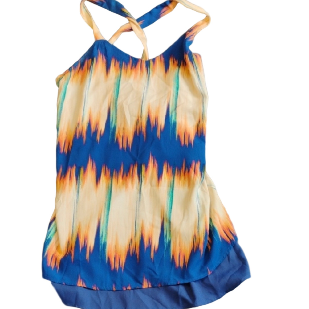 Mona B Vibrant Blue and Orange Y2k Mini Dress